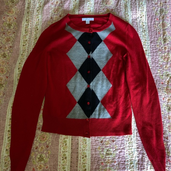Red Argyle Cardigan - Picture 4 of 4